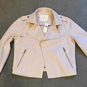 NWT Anthropologie Faux Suede Cropped Moto Jacket in Pearl Pink - Size Small